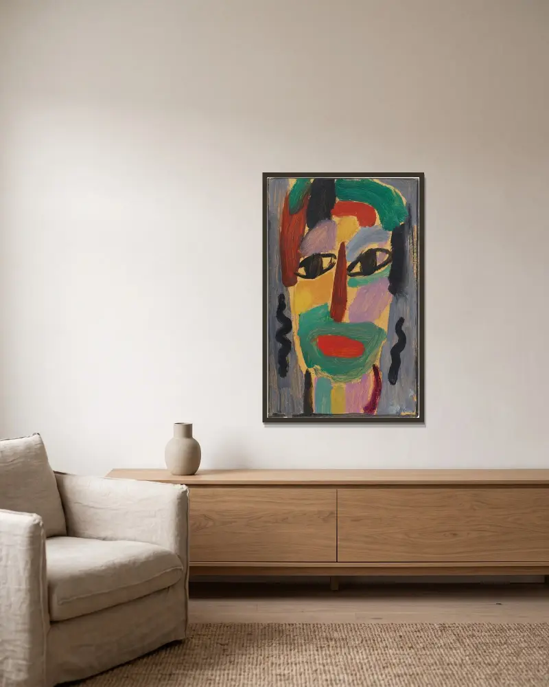 Mystischer Kopf av Alexej von Jawlensky inramad på en vägg