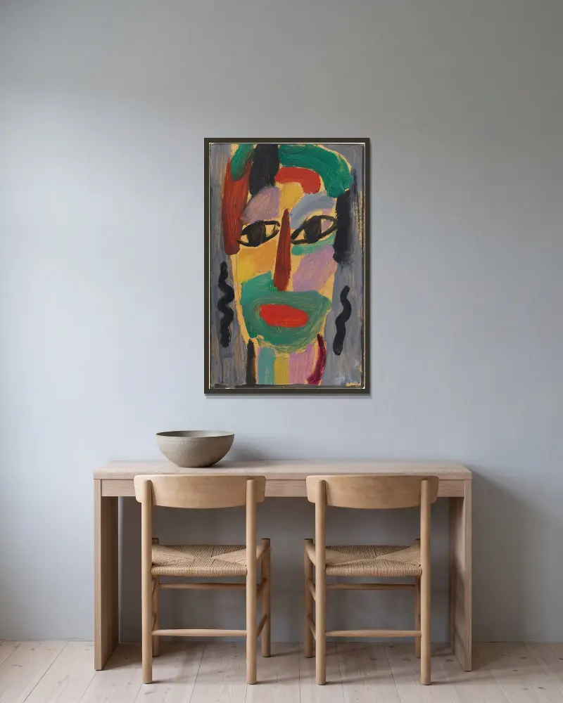 Mystischer Kopf av Alexej von Jawlensky inramad på en vägg