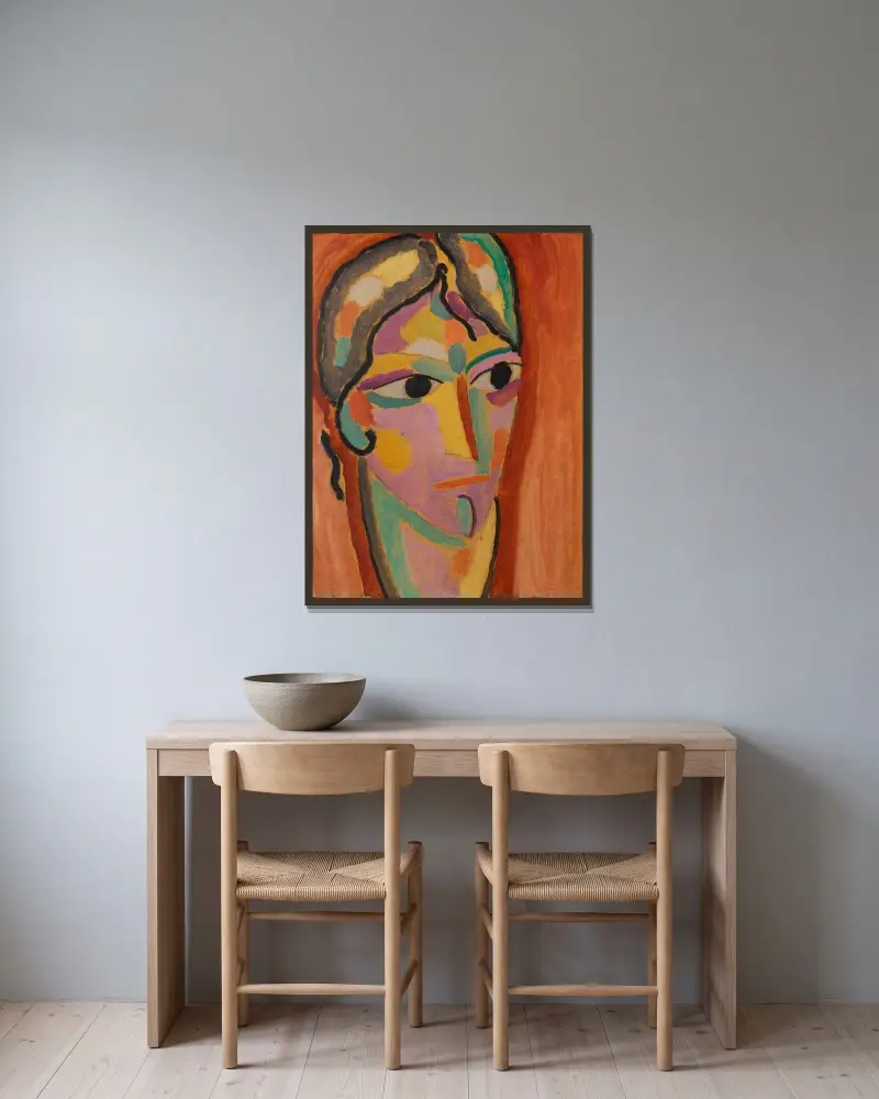 Mystischer Kopf; Trotz av Alexej von Jawlensky inramad på en vägg