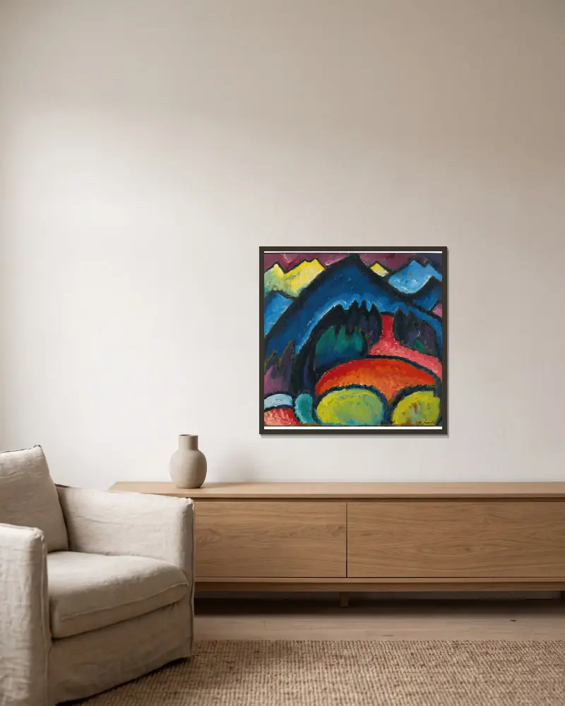 Oberstdorf (Berge) von Alexej von Jawlensky gerahmt an einer Wand