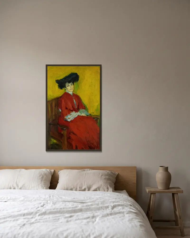 Portrait Frau Gindus av Alexej von Jawlensky inramad på en vägg