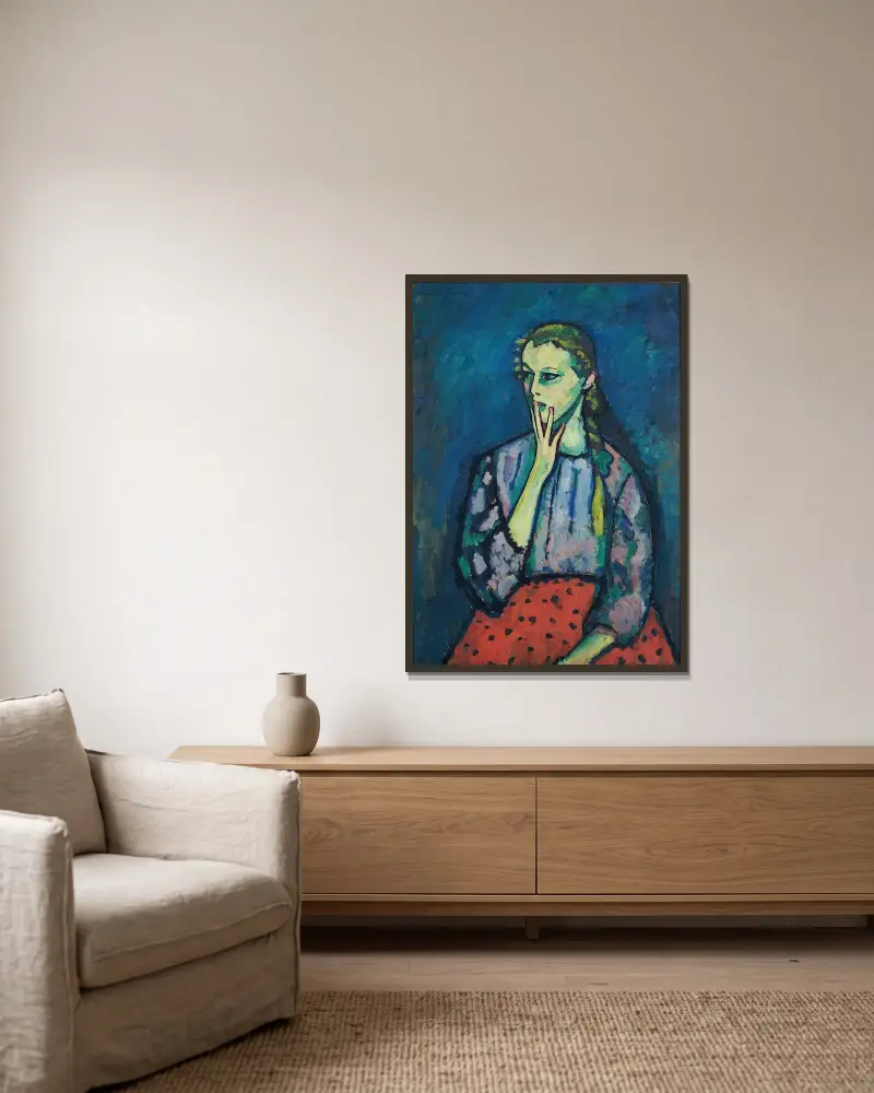 Porträtt av en flicka av Alexej von Jawlensky inramad på en vägg