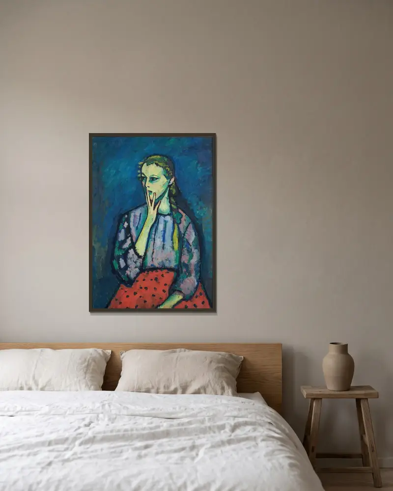 Porträtt av en flicka av Alexej von Jawlensky inramad på en vägg