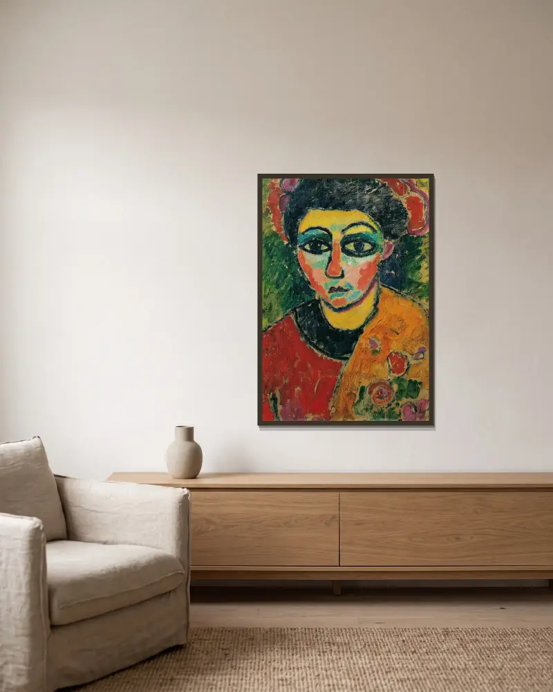 Portrait of a lady av Alexej von Jawlensky inramad på en vägg