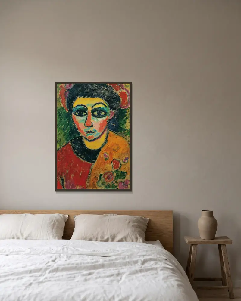 Portrait of a lady av Alexej von Jawlensky inramad på en vägg