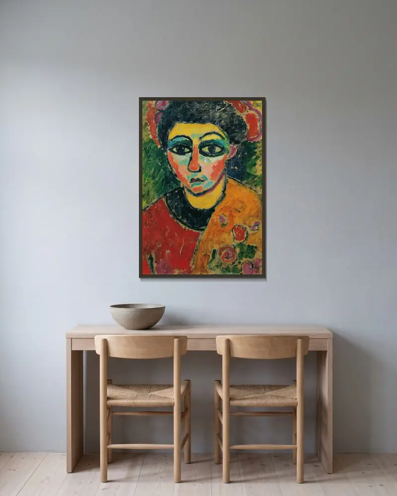 Portrait of a lady av Alexej von Jawlensky inramad på en vägg