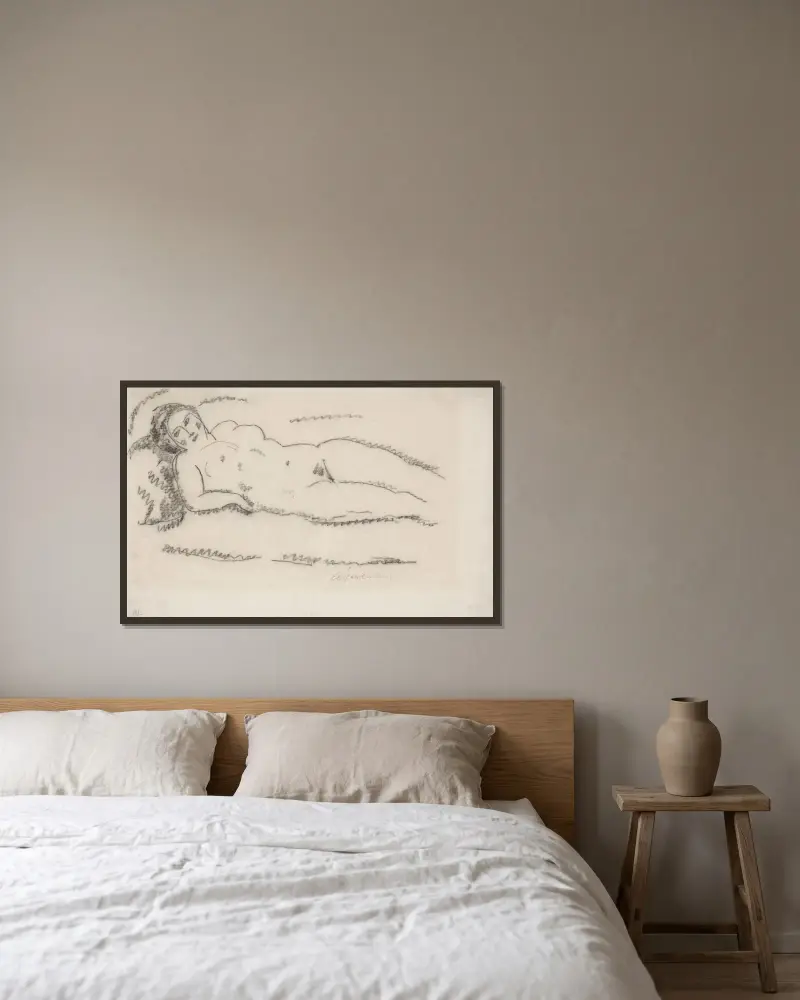 Reclining nude av Alexej von Jawlensky inramad på en vägg