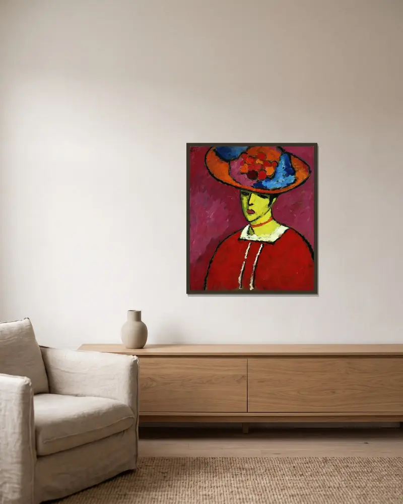 Schokko With Wide-Brimmed Hat av Alexej von Jawlensky inramad på en vägg