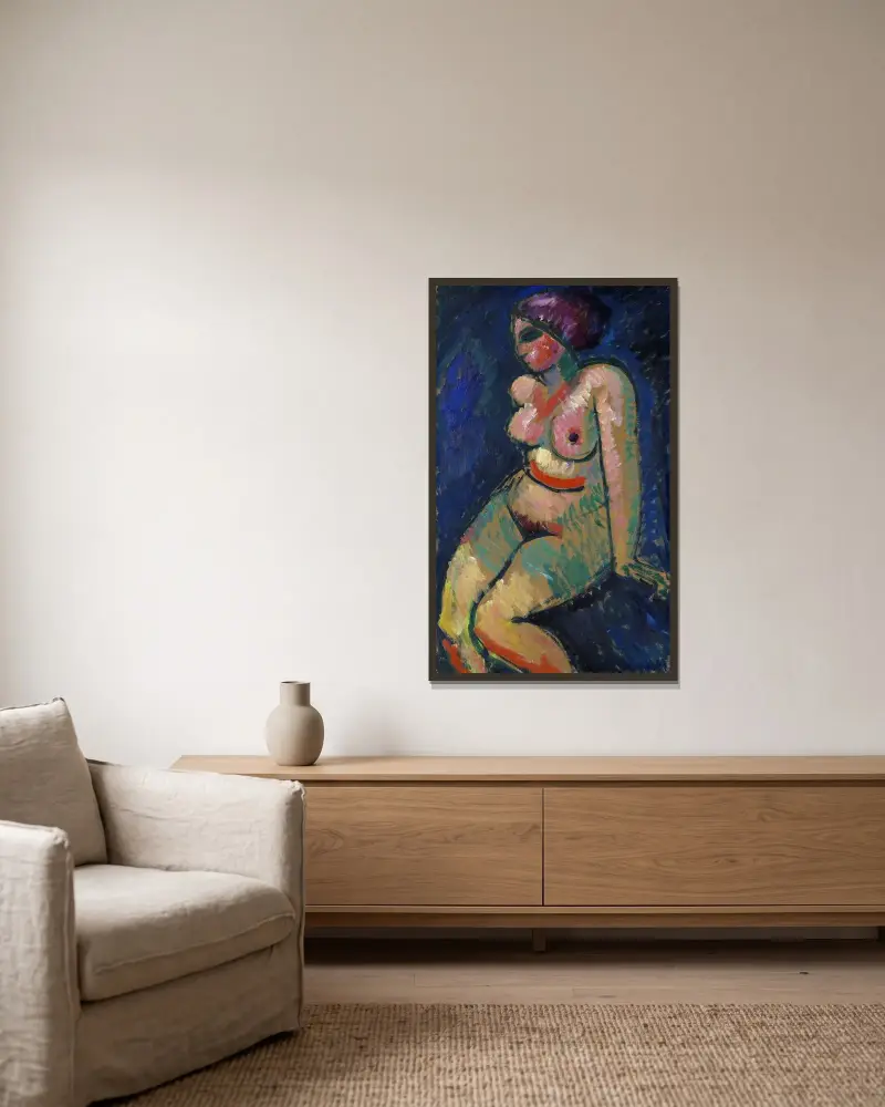 Seated Female Nude av Alexej von Jawlensky inramad på en vägg