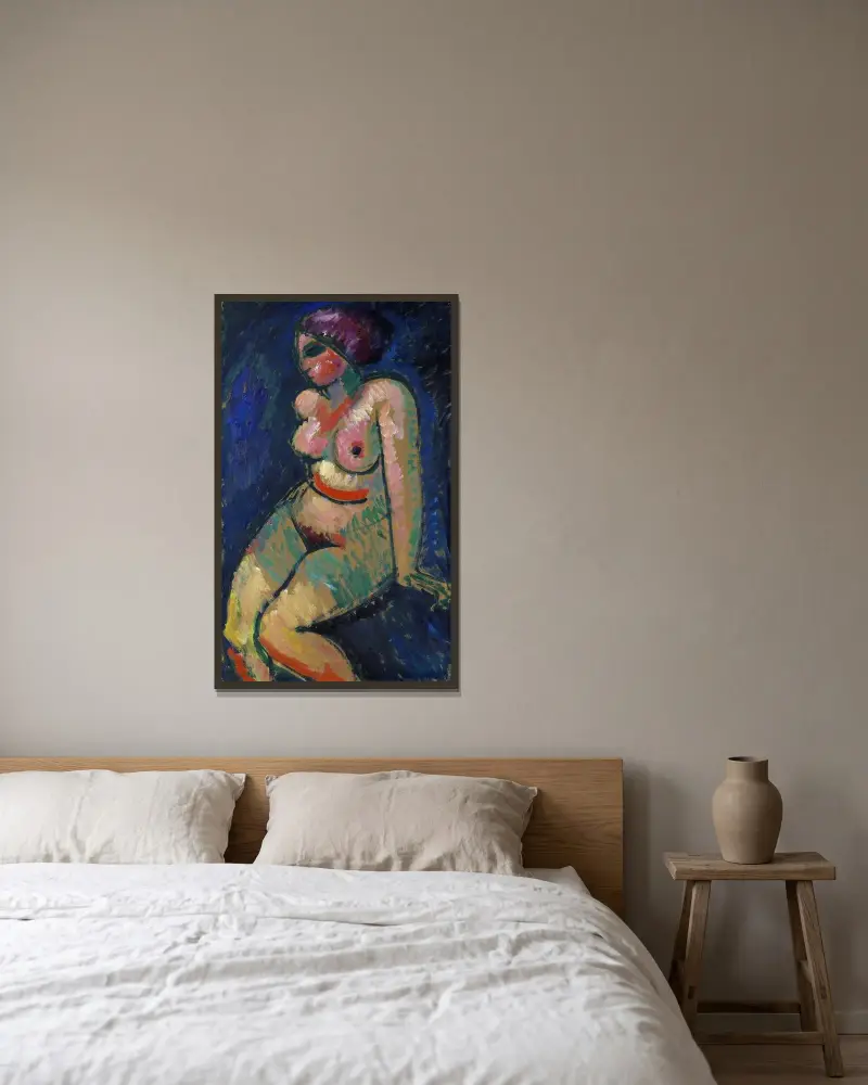 Seated Female Nude av Alexej von Jawlensky inramad på en vägg