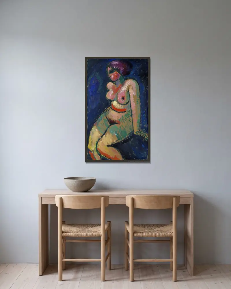 Seated Female Nude av Alexej von Jawlensky inramad på en vägg