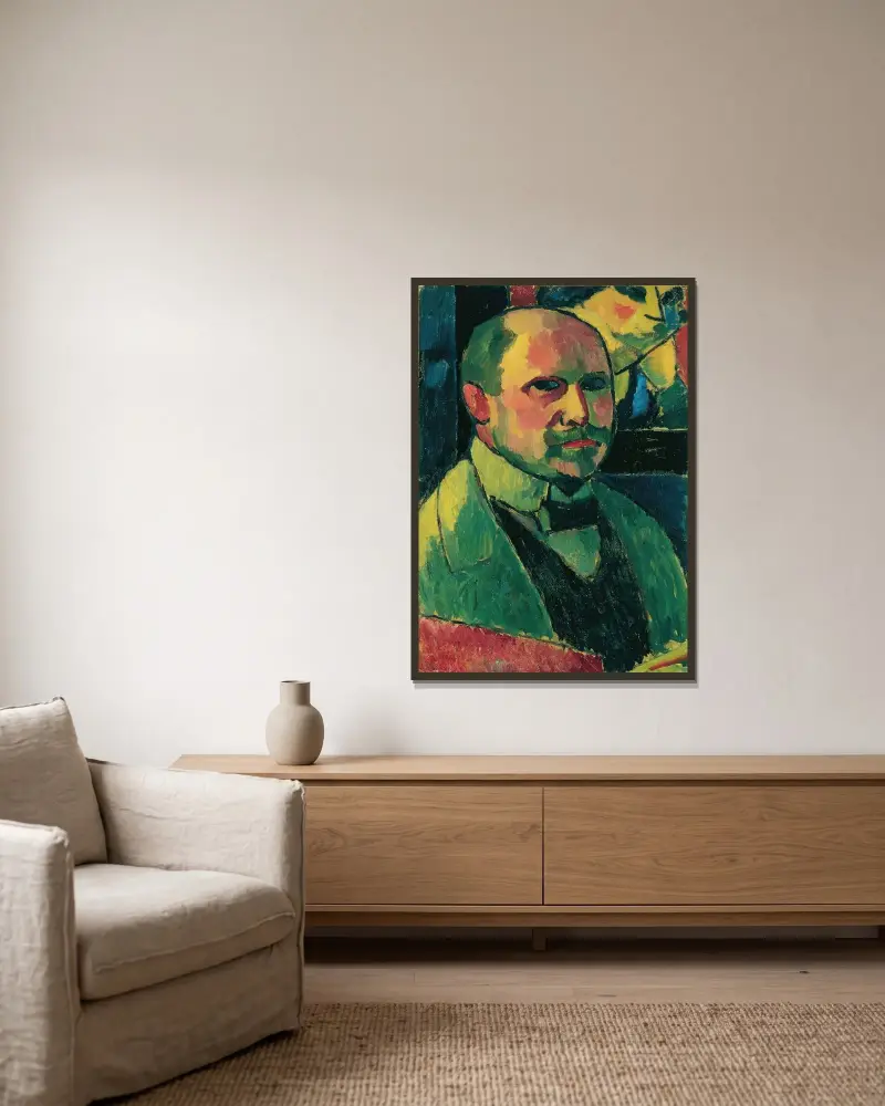 Selbstbildnis av Alexej von Jawlensky inramad på en vägg