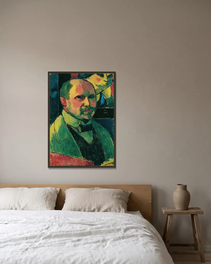 Selbstbildnis av Alexej von Jawlensky inramad på en vägg
