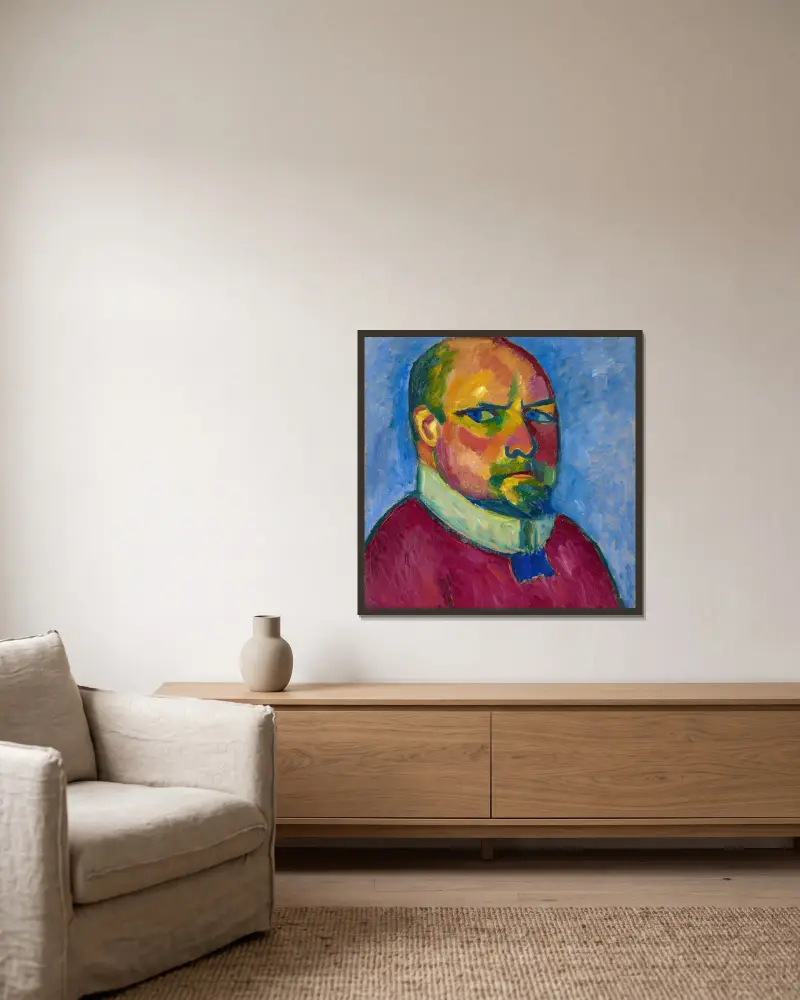 Selbstporträt von Alexej von Jawlensky gerahmt an einer Wand