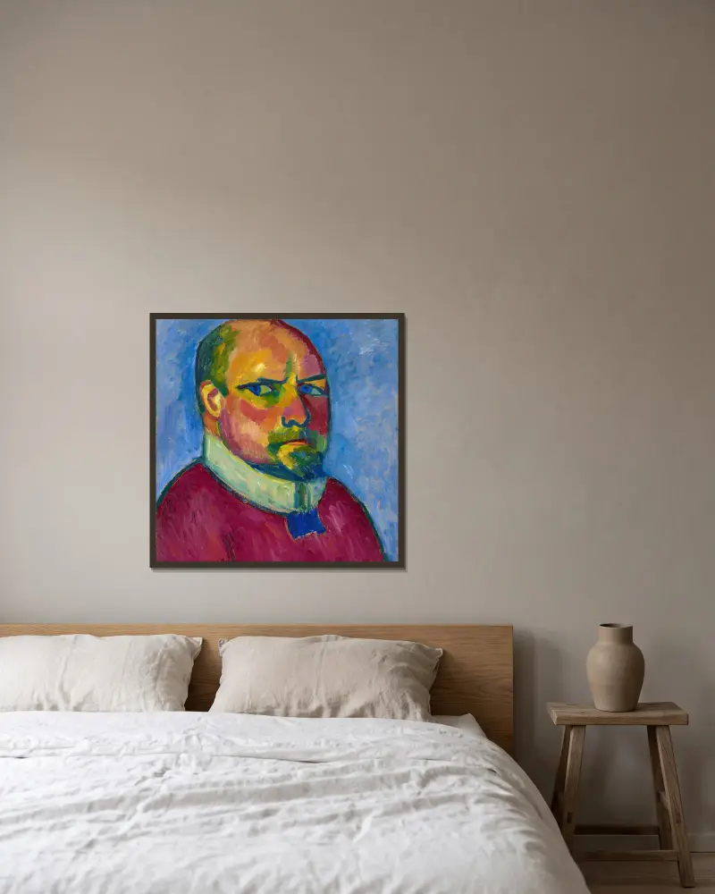 Selbstporträt von Alexej von Jawlensky gerahmt an einer Wand