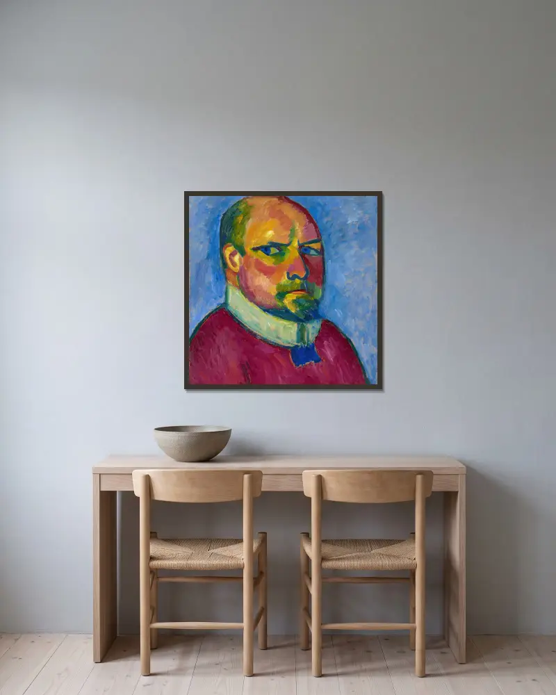 Selbstporträt von Alexej von Jawlensky gerahmt an einer Wand