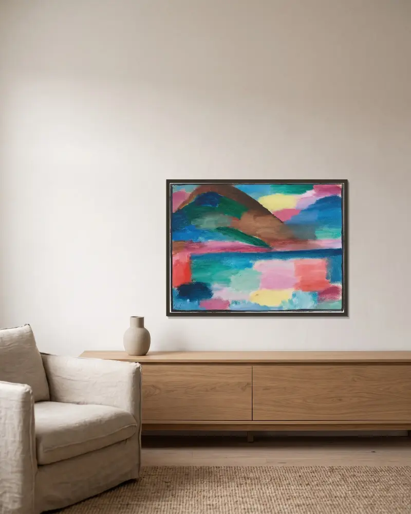 Sommertag in Ascona av Alexej von Jawlensky inramad på en vägg