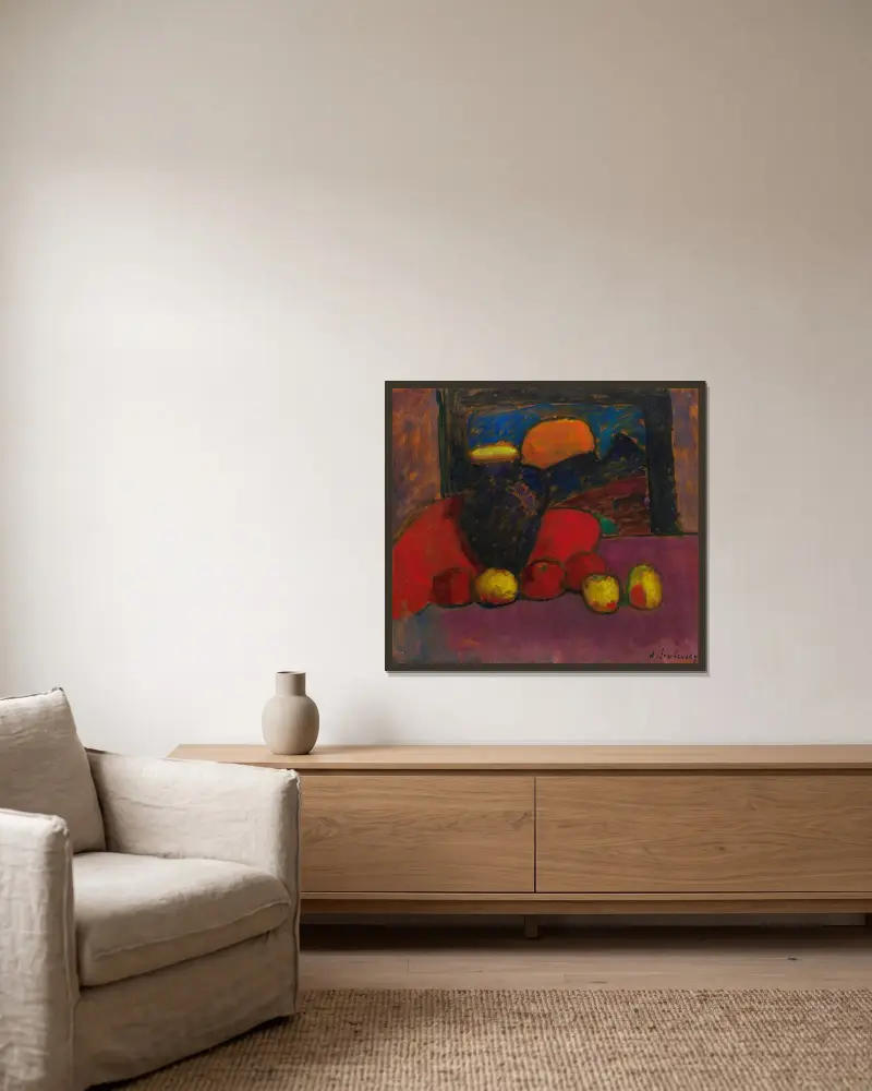 Stillleben, 1910 von Alexej von Jawlensky gerahmt an einer Wand