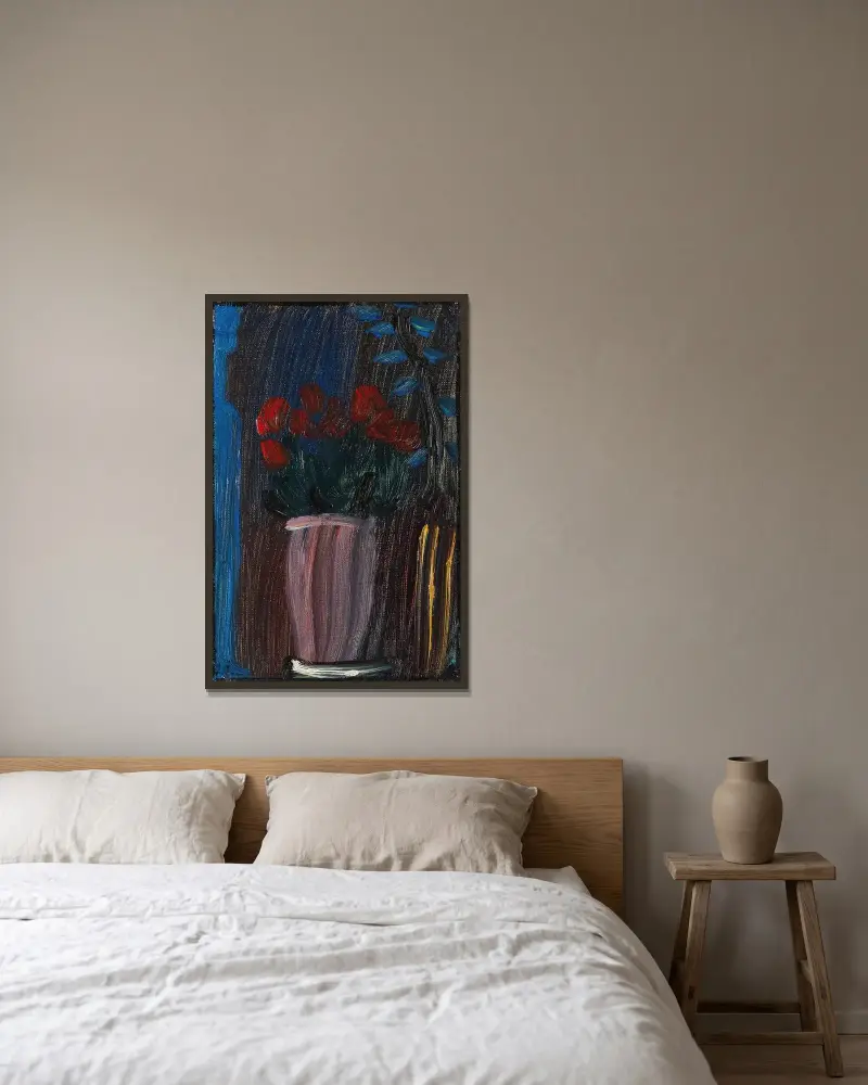 Stillleben; Alpenveilchen Erblühen av Alexej von Jawlensky inramad på en vägg