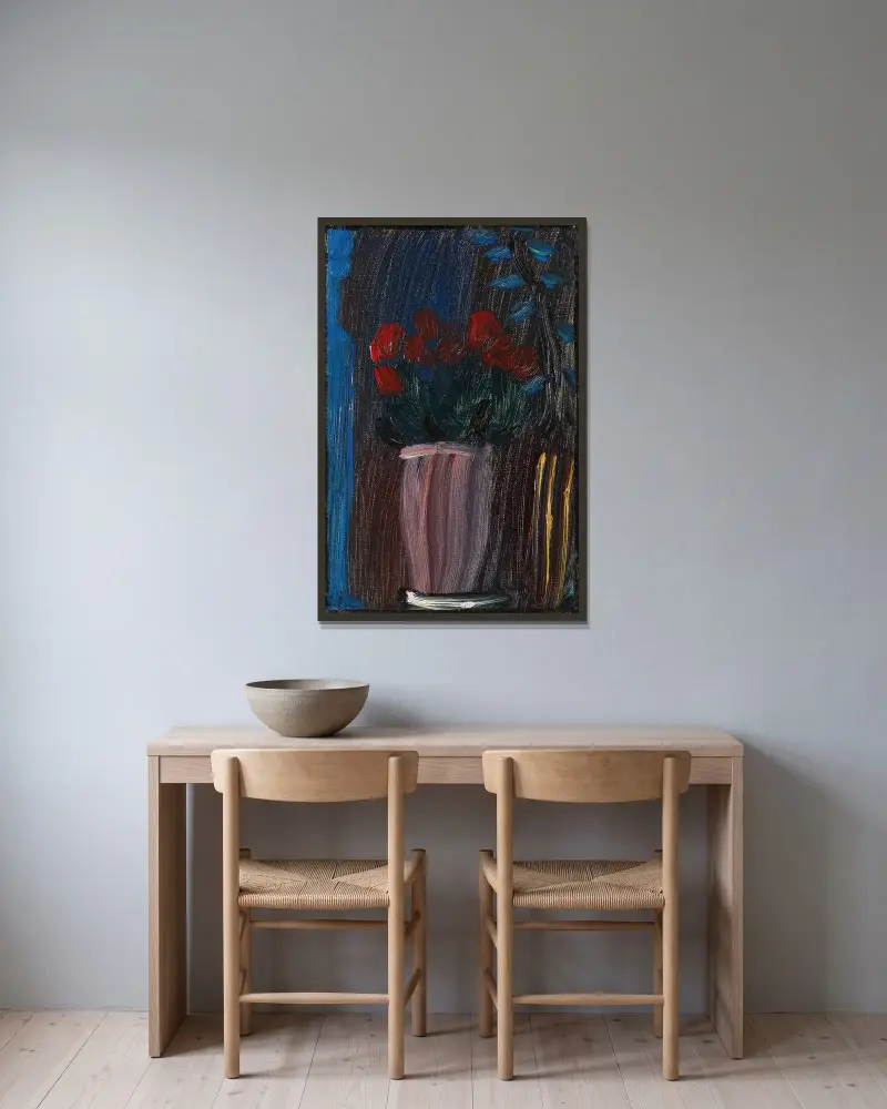 Stillleben; Alpenveilchen Erblühen av Alexej von Jawlensky inramad på en vägg