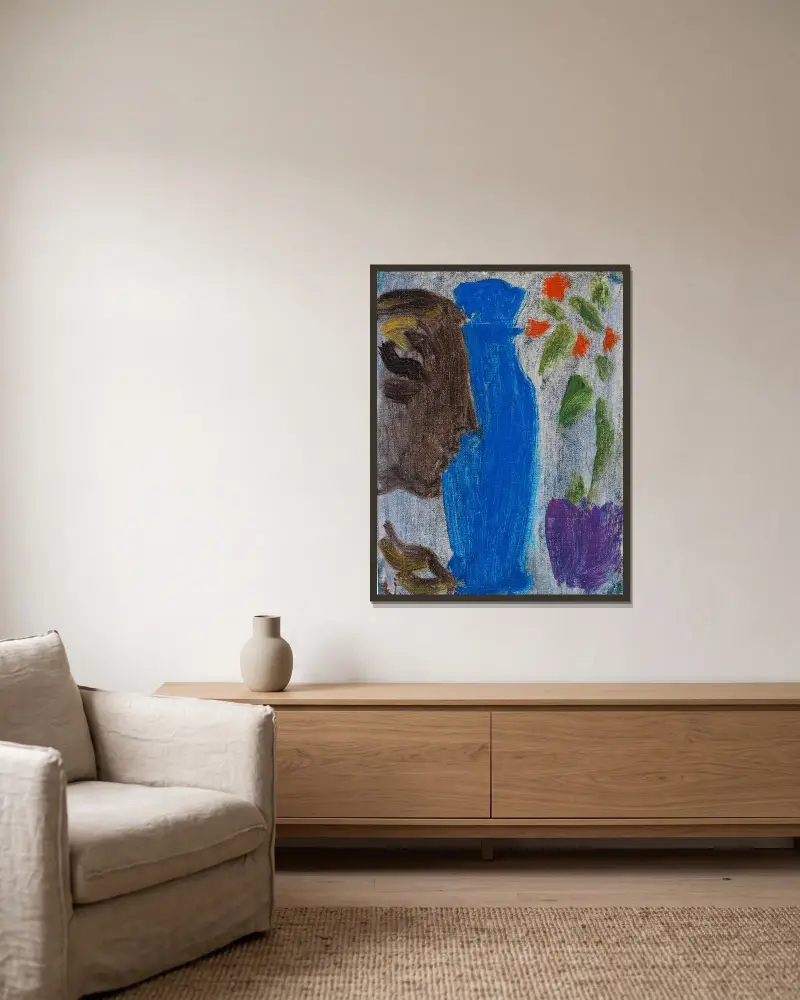 Stilleben; Profil av en terrakottafigur av Alexej von Jawlensky inramad på en vägg