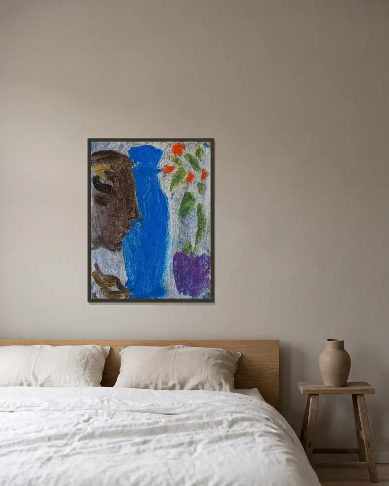 Stilleben; Profil av en terrakottafigur av Alexej von Jawlensky inramad på en vägg