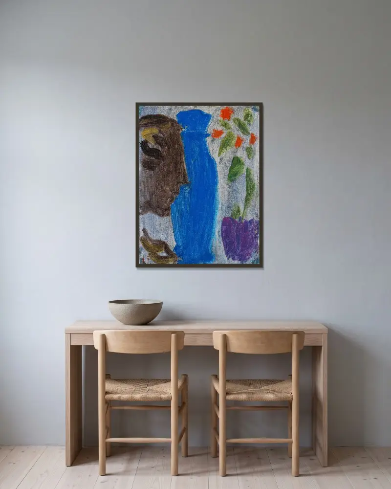 Stilleben; Profil av en terrakottafigur av Alexej von Jawlensky inramad på en vägg