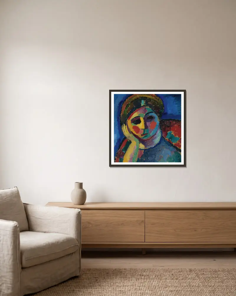 The Thinking Woman av Alexej von Jawlensky inramad på en vägg