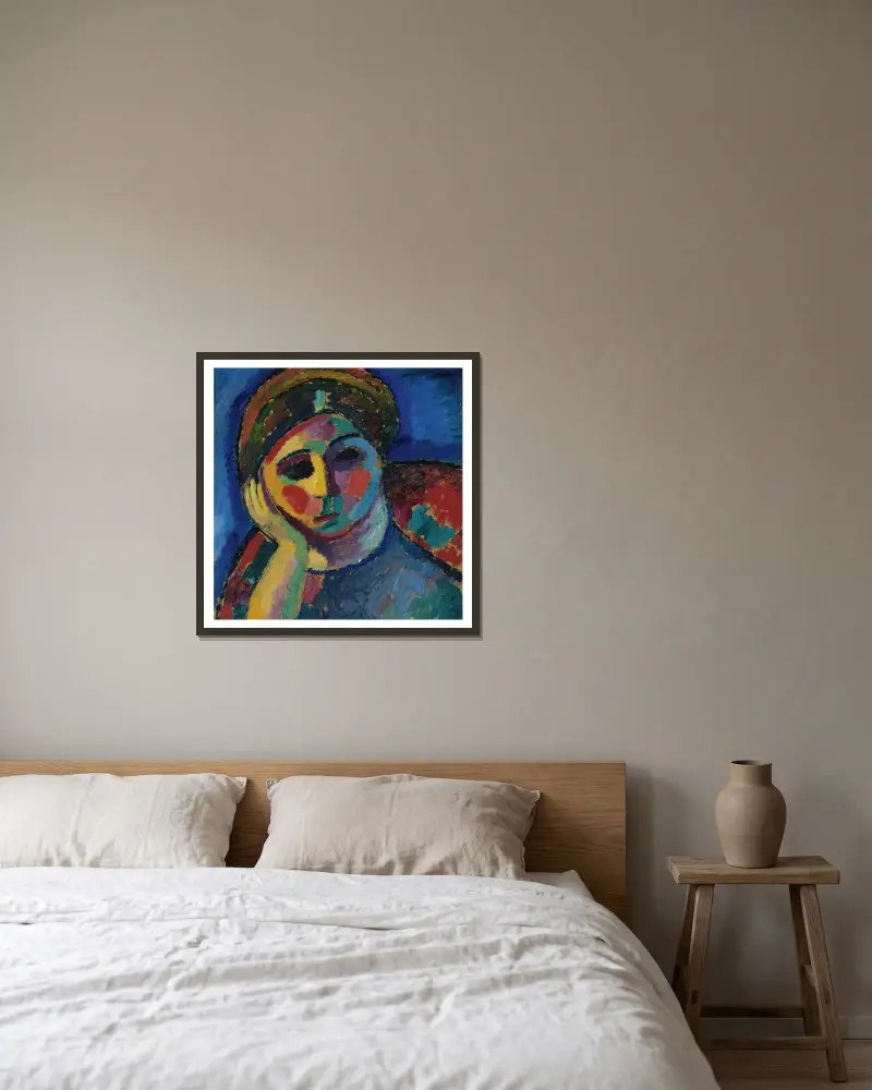 The Thinking Woman av Alexej von Jawlensky inramad på en vägg