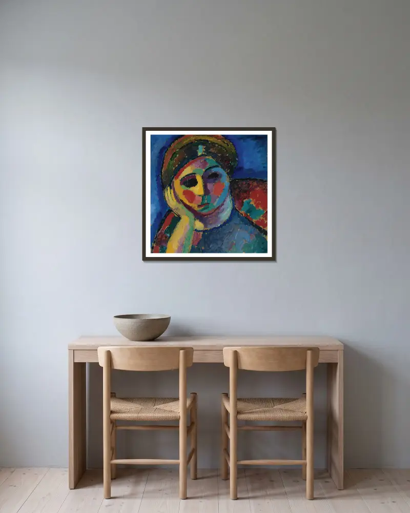 The Thinking Woman av Alexej von Jawlensky inramad på en vägg