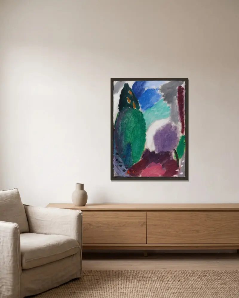 Variation Kühler Frühling av Alexej von Jawlensky inramad på en vägg