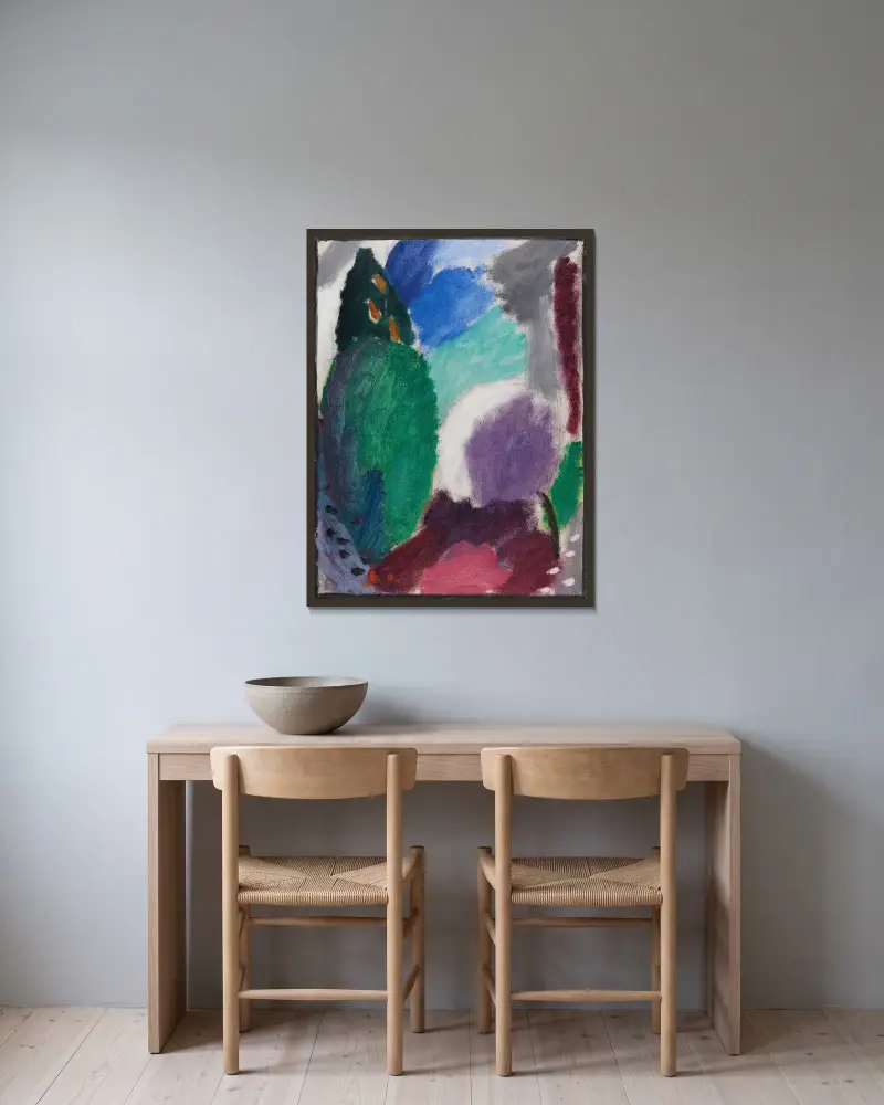 Variation Kühler Frühling av Alexej von Jawlensky inramad på en vägg