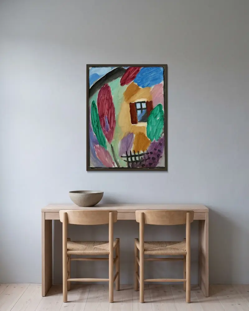 Variation mit Haus und Gartenzaun av Alexej von Jawlensky inramad på en vägg