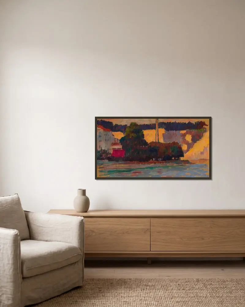 Wasserburg av Alexej von Jawlensky inramad på en vägg