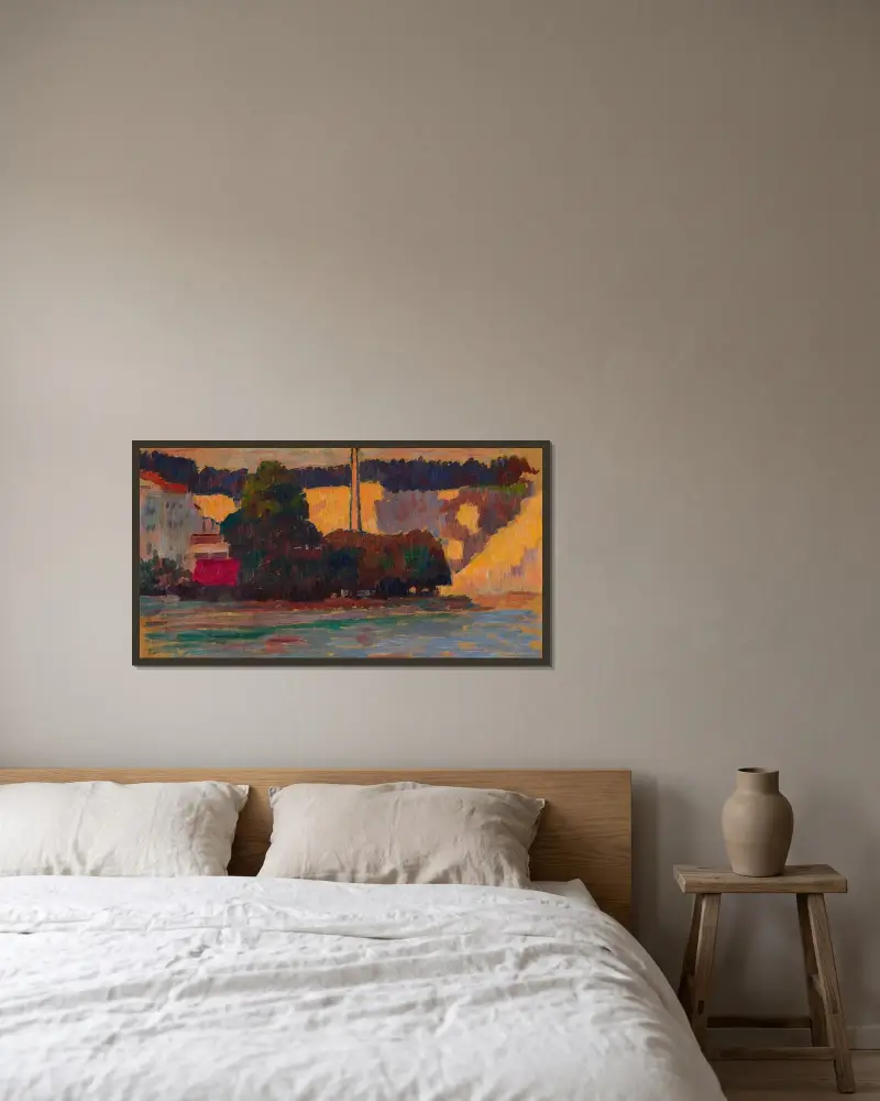 Wasserburg av Alexej von Jawlensky inramad på en vägg