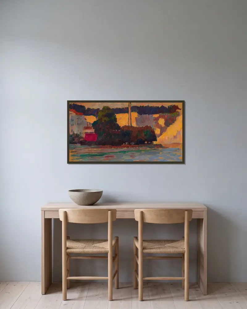 Wasserburg av Alexej von Jawlensky inramad på en vägg
