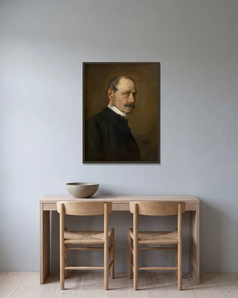 August Pettenkofen, målare av Franz von Lenbach inramad på en vägg