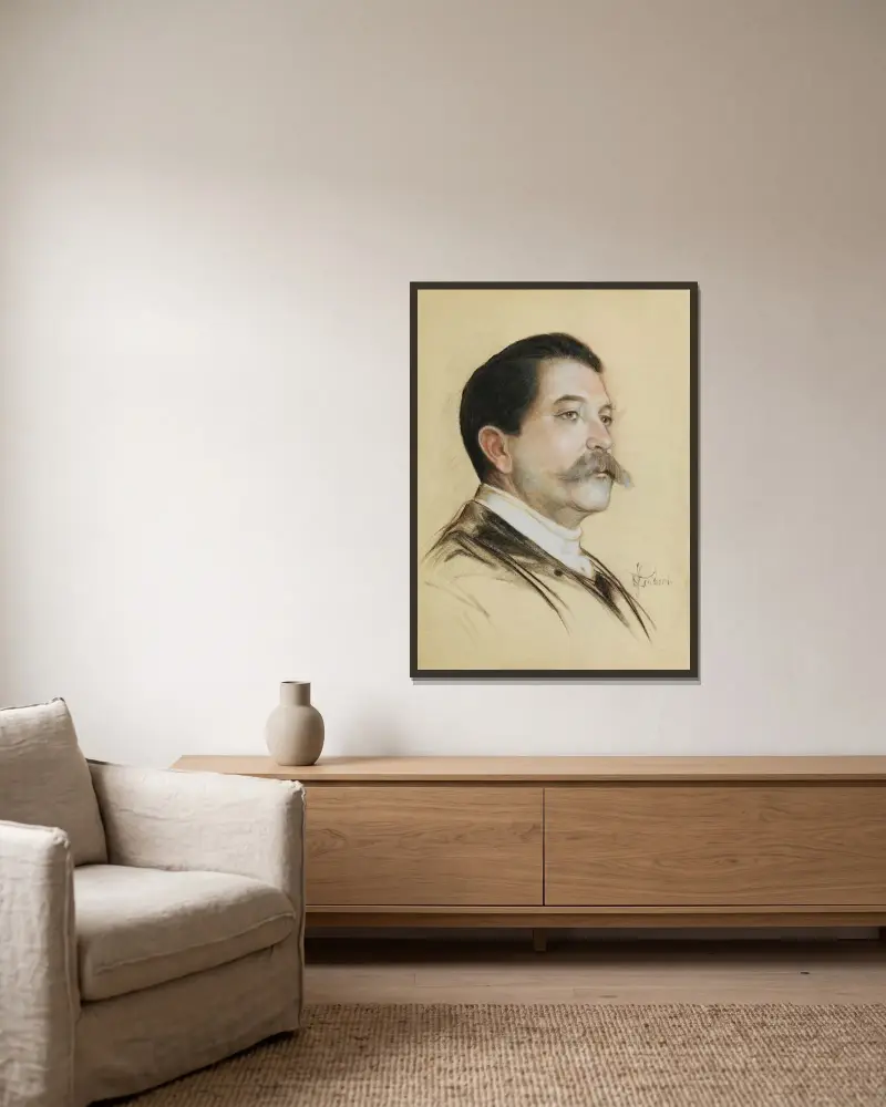 Porträtt av Herbert von Bismarck av Franz von Lenbach inramad på en vägg