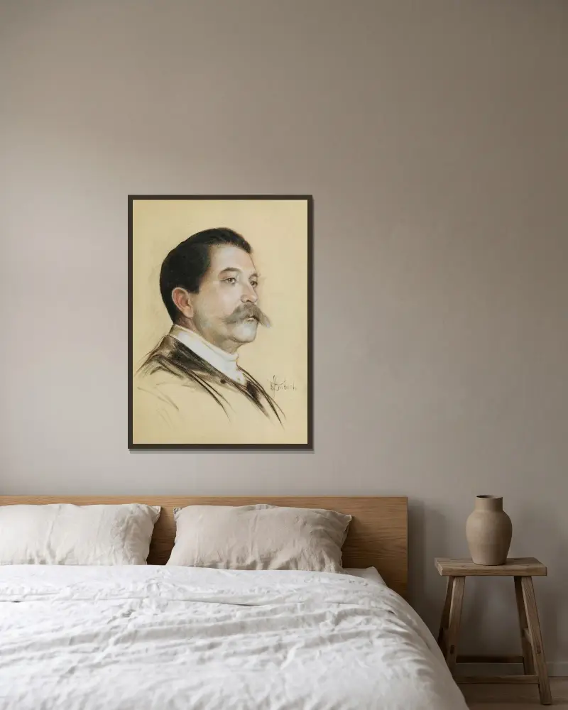 Porträtt av Herbert von Bismarck av Franz von Lenbach inramad på en vägg