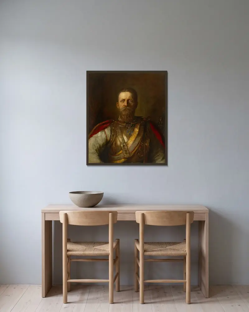 Kronprins Fredrik Vilhelm, senare Fredrik III, tysk kejsare och kung av Preussen av Franz von Lenbach inramad på en vägg