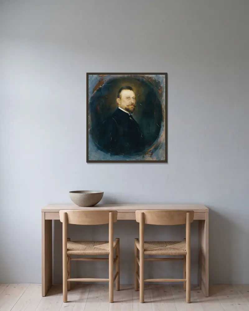 Riksdagsledamoten Dr. Joseph Maria Baernreither av Franz von Lenbach inramad på en vägg