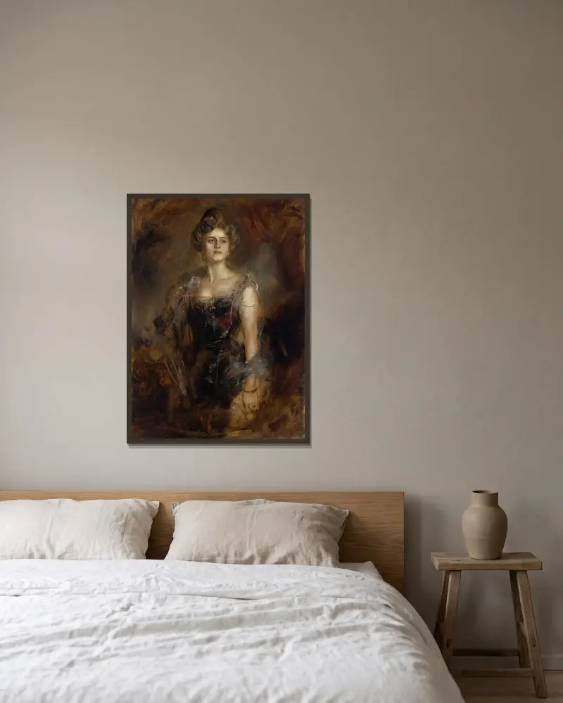 Hubertine Henriette Startz av Franz von Lenbach inramad på en vägg