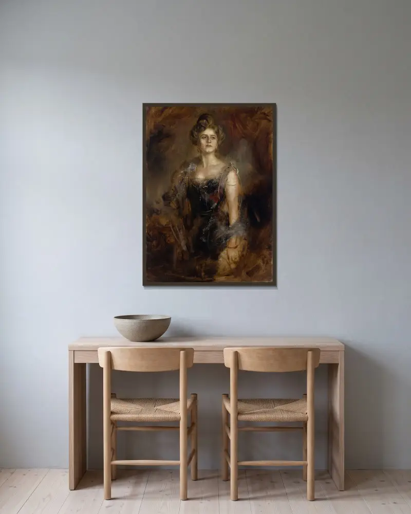 Hubertine Henriette Startz av Franz von Lenbach inramad på en vägg