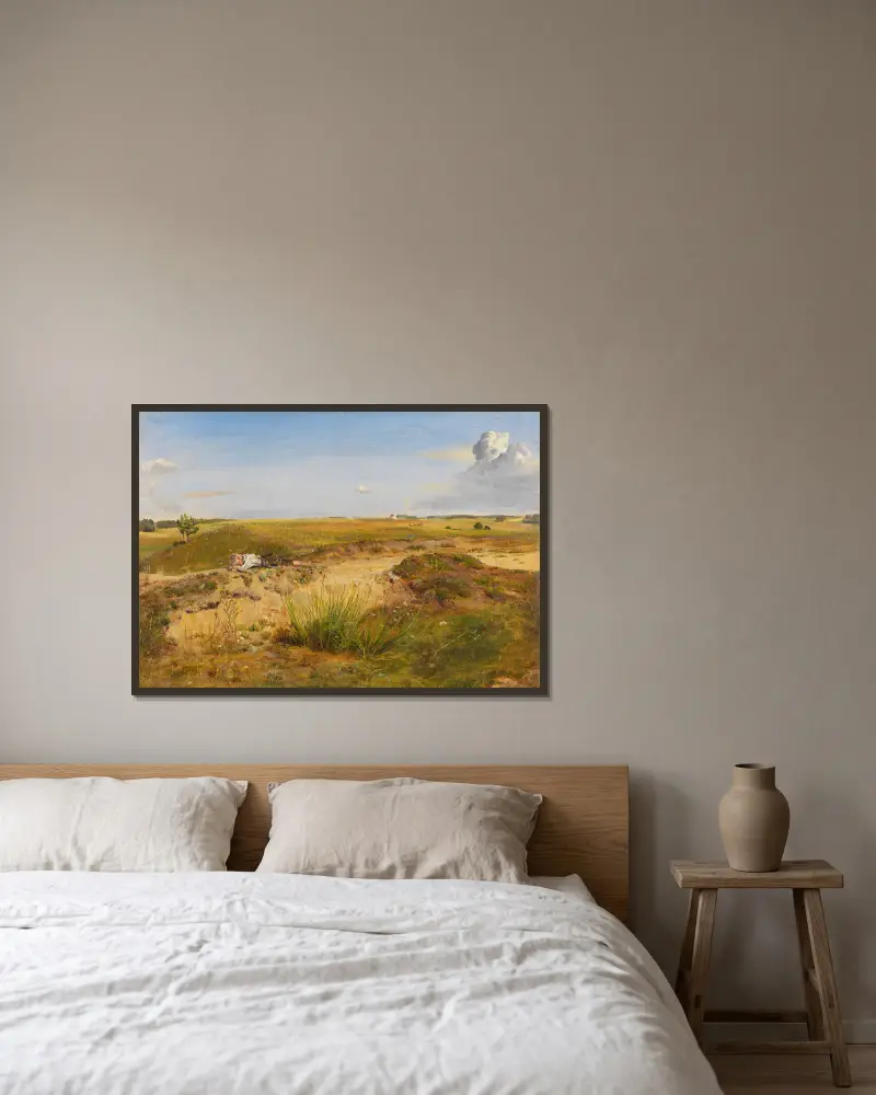 Landschaft mit schlafendem Hirtenknaben av Franz von Lenbach inramad på en vägg