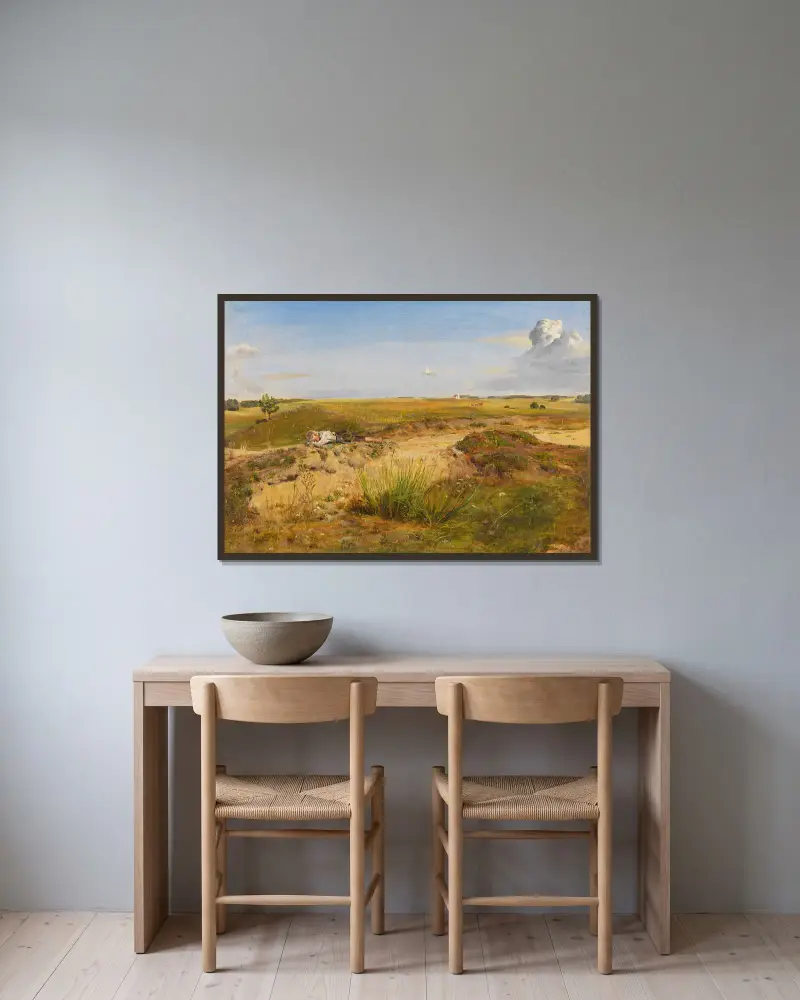 Landschaft mit schlafendem Hirtenknaben av Franz von Lenbach inramad på en vägg