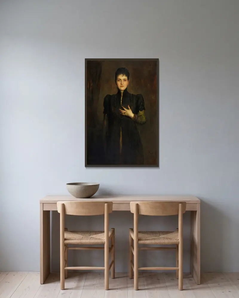 Marchesa di Montagliari av Franz von Lenbach inramad på en vägg