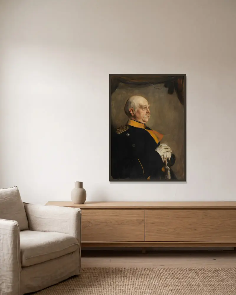 Otto Fürst von Bismarck av Franz von Lenbach inramad på en vägg