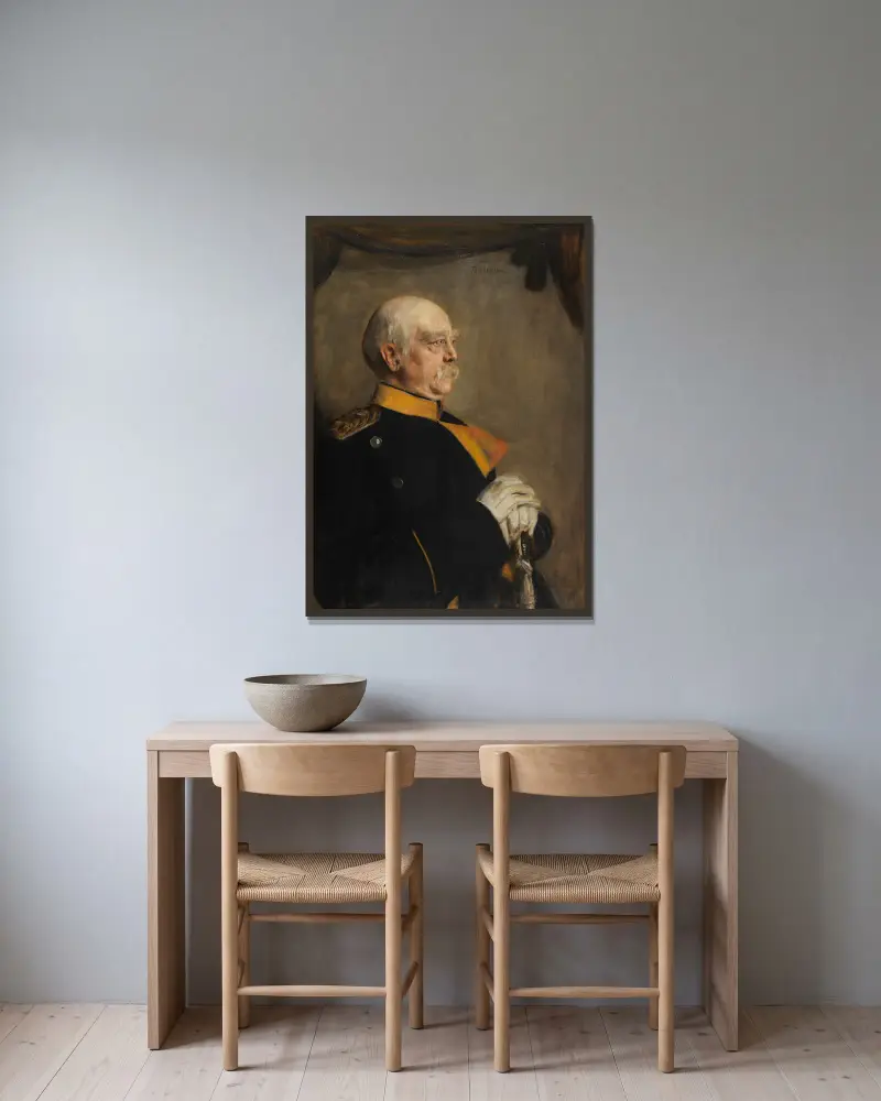 Otto Fürst von Bismarck av Franz von Lenbach inramad på en vägg