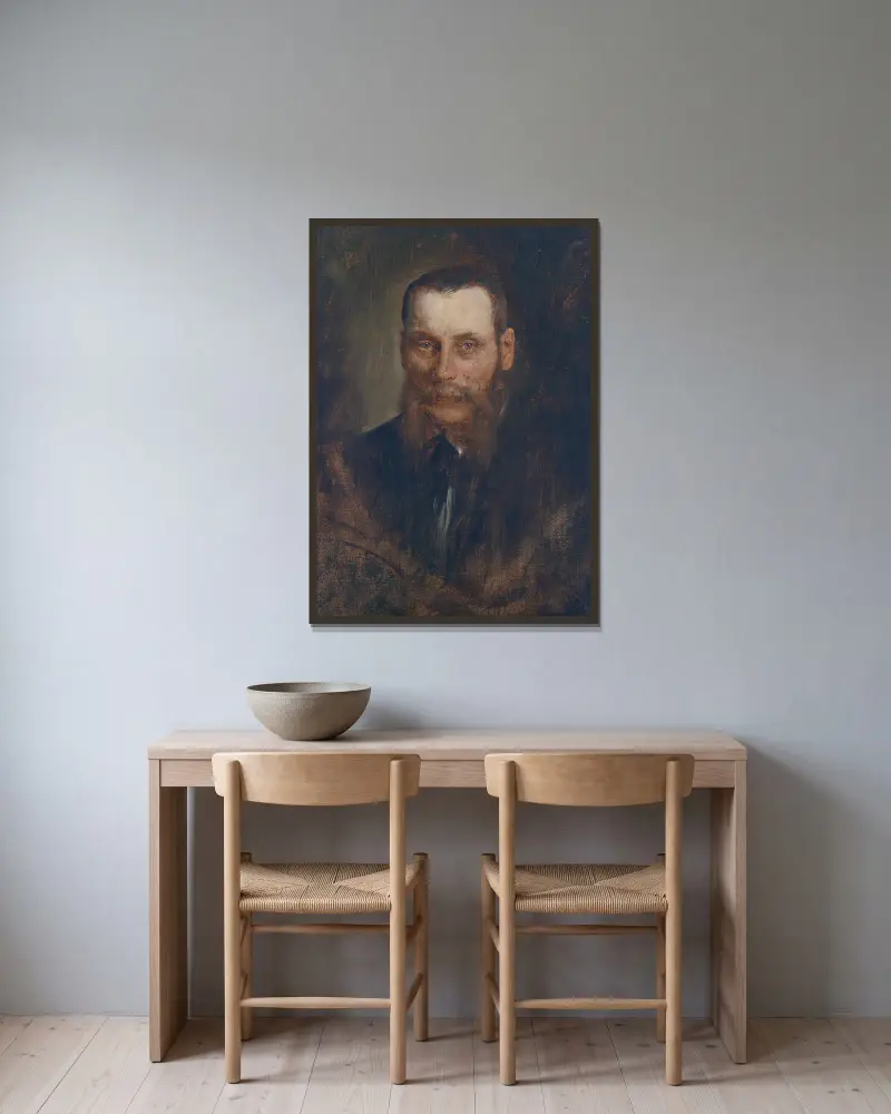 Portrét Georga Placha, Franz von Lenbach v rámu na stěně