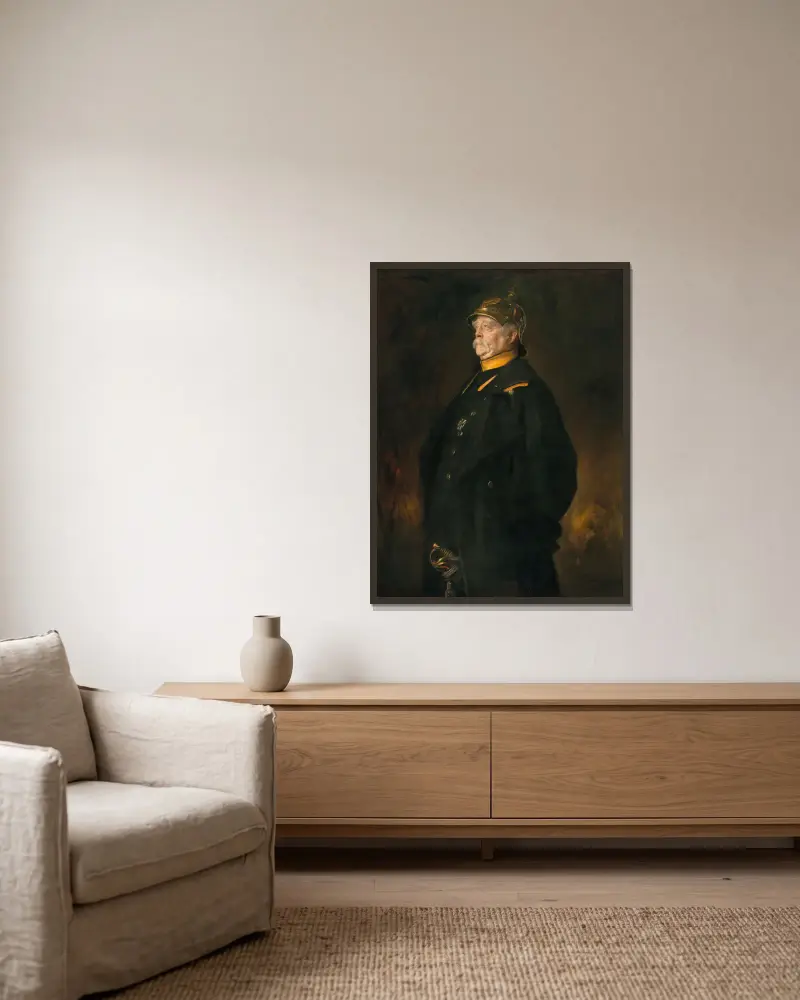 Portrait of Prince Otto von Bismarck (1815-1898) av Franz von Lenbach inramad på en vägg